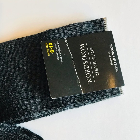 Nordstrom Mens Shop Merino Wool Over Calf Socks 8-10 Grey NWT - Picture 4 of 4